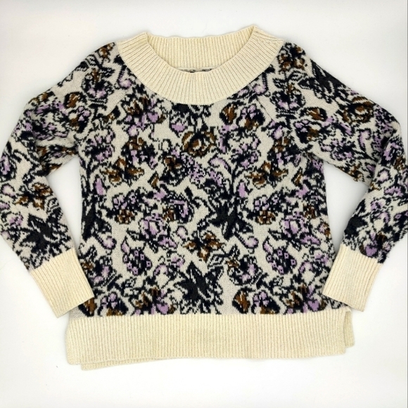 LOFT Sweaters - Ann Taylor Loft wool/mohair floral boat neck sweater S